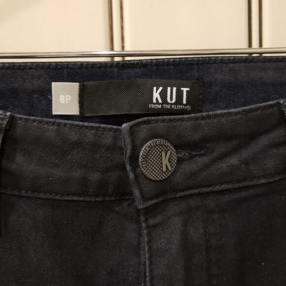 KUT From The Kloth Mia Toothpick Skinny Jeans Dark Blue Sheen 8P Mid Rise - Picture 4 of 6